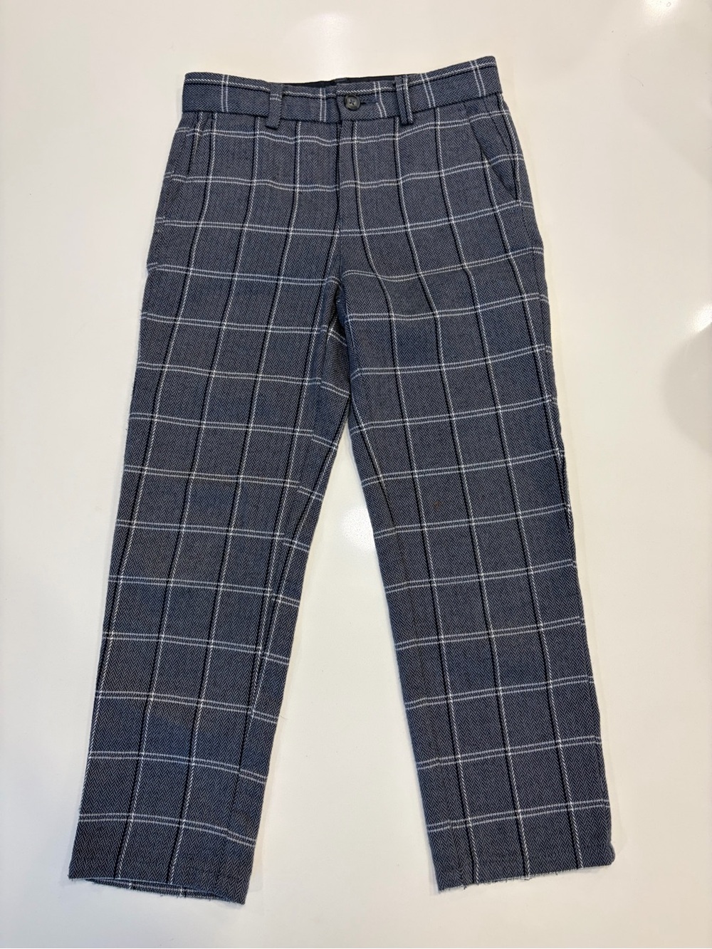 Boys Blue Windowpane Dress Pants